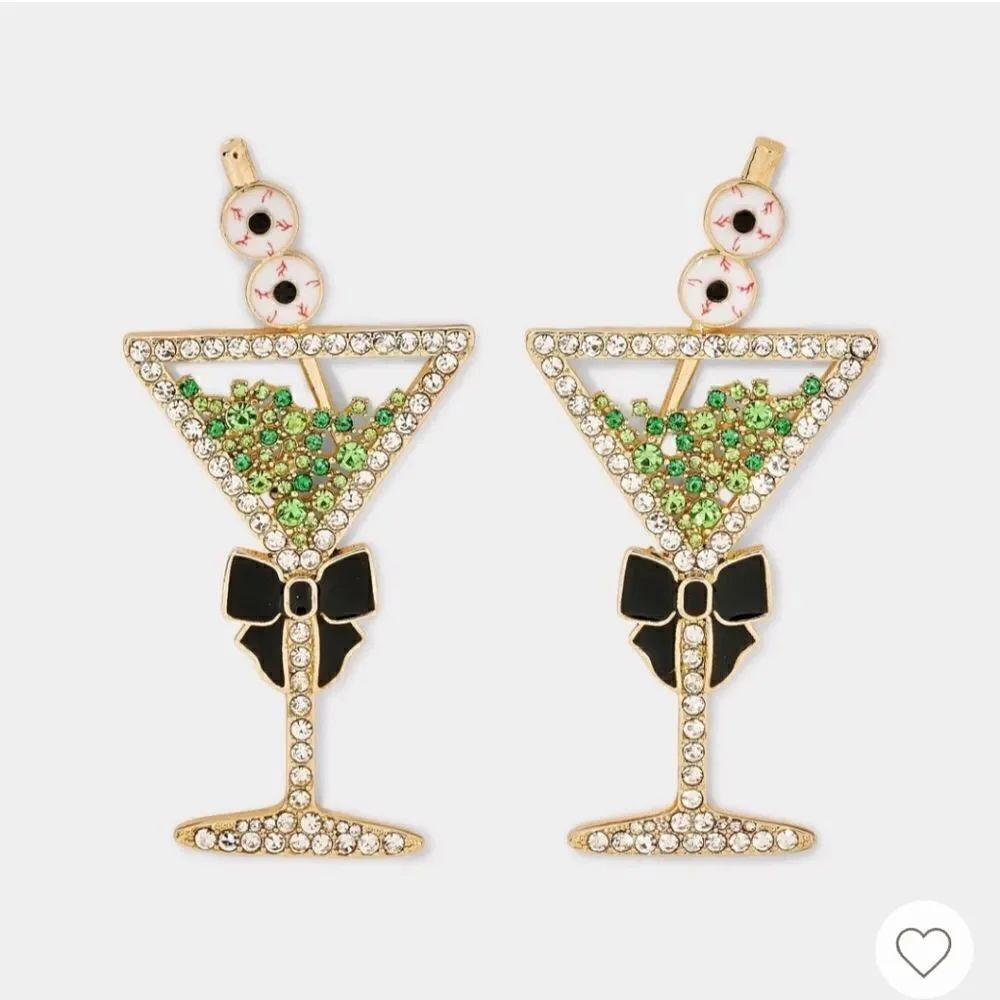 Sugarfix by Baublebar Olive Martini Pass The Spirits  Halloween Theme Earrings
